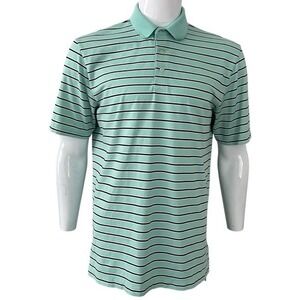 Ralph Lauren Polo Golf Performance Striped Polo Shirt Mens Size Large Aqua Black
